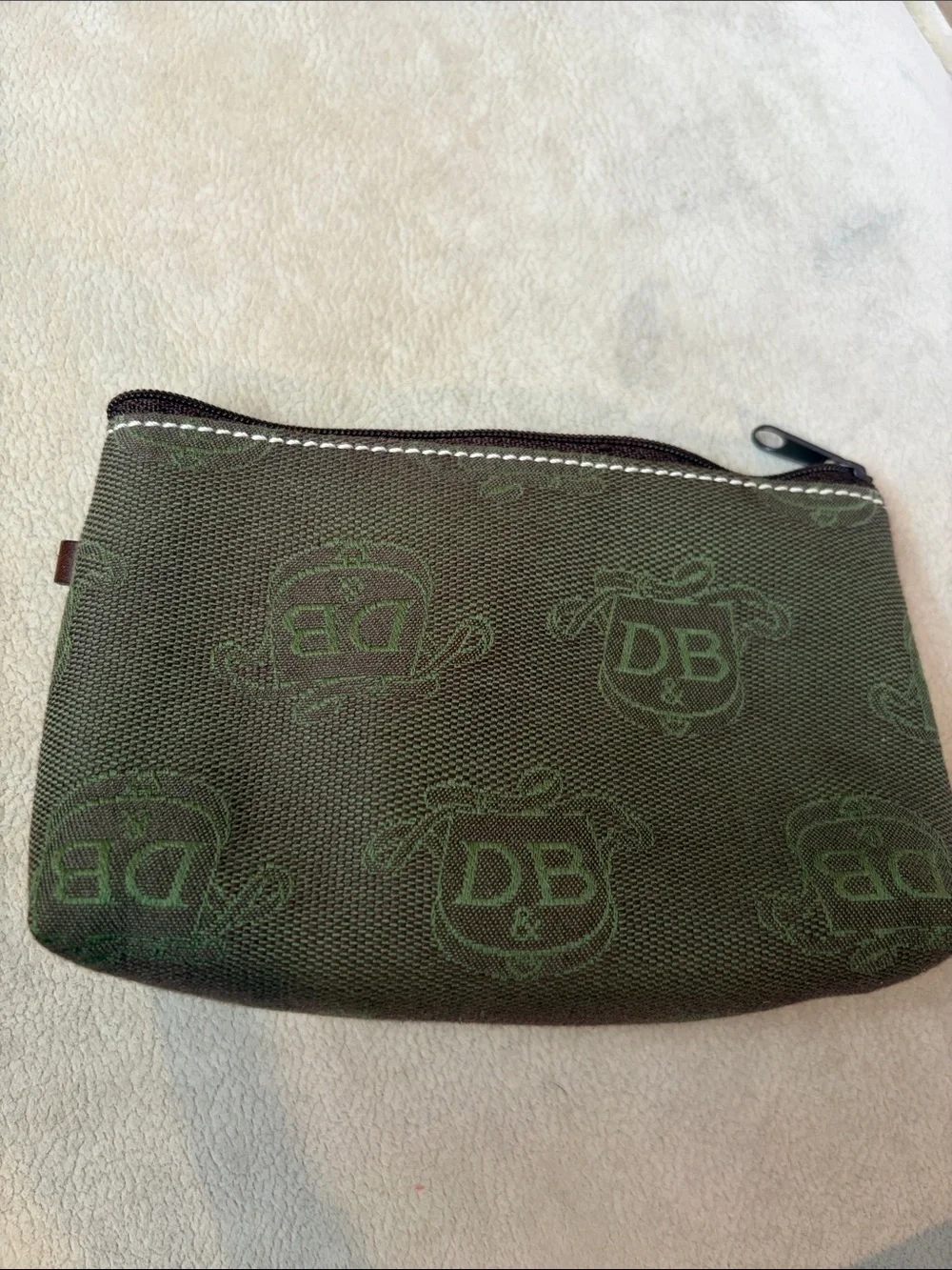 Dooney & Bourke Olive Green Logo Canvas Zip Pouch - Vintage GUC